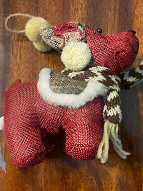 Mty International Red Plush Winter Dog W/Scarf Ornament Holiday 6"!